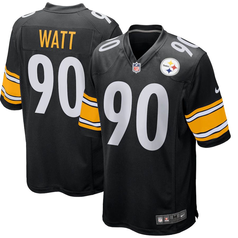 Men Pittsburgh Steelers 90 T.J. Watt Nike Black Game Player NFL Jersey